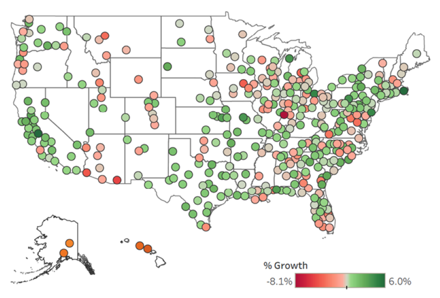 Metro Employment Growth, Jan. 2026 (Y-o-Y)